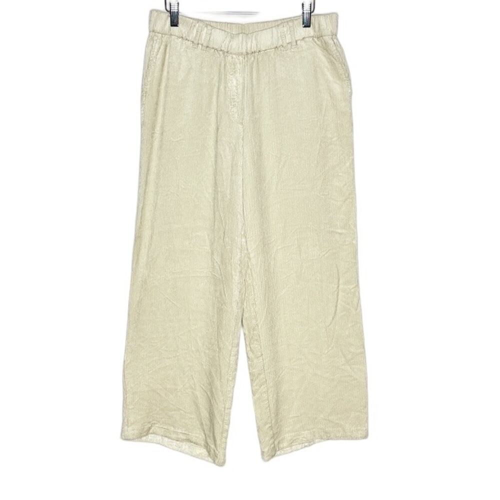 J. Jill Womens Cream Corduroy Wide‎ Leg Viscose Rayon Pants Size Small